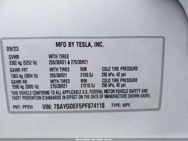 2023 TESLA MODEL Y 7SAYGDEF5PF874118 Photo 8