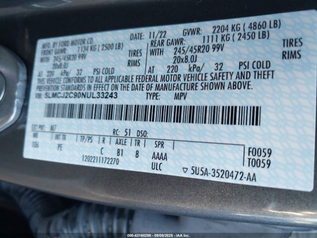 2022 LINCOLN CORSAIR 5LMCJ2C90NUL33243 Photo 8