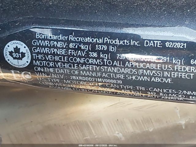 2021 CAN-AM SPYDER ROADSTER 2BXRDDD21MV000039 Photo 9