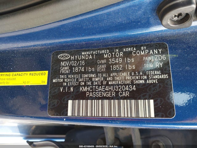 KMHCT5AE4HU320434 Hyundai Accent
