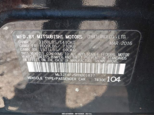 2017 MITSUBISHI MIRAGE G4 ML32F4FJ5HH001837 Photo 8