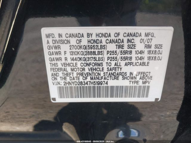 2007 ACURA MDX 2HNYD28347H519974 Photo 8