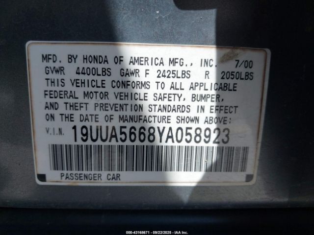 2000 ACURA TL 19UUA5668YA058923 Photo 8