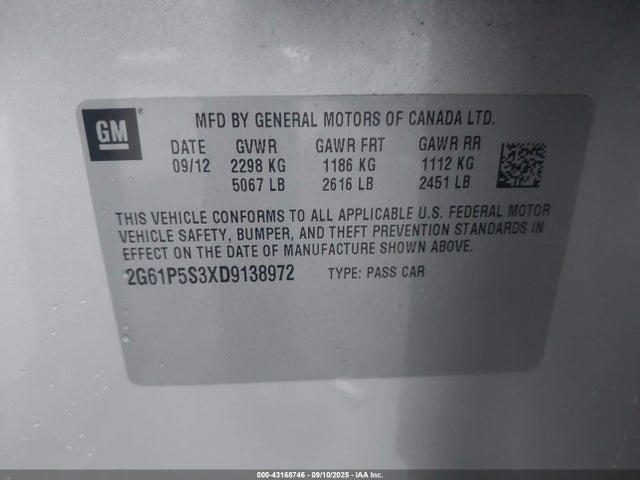 2013 CADILLAC XTS 2G61P5S3XD9138972 Photo 8