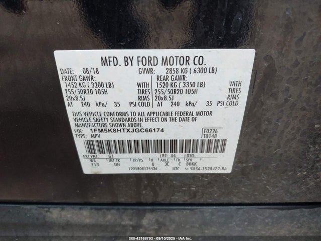 1FM5K8HTXJGC66174 Ford 3.5l gtdi