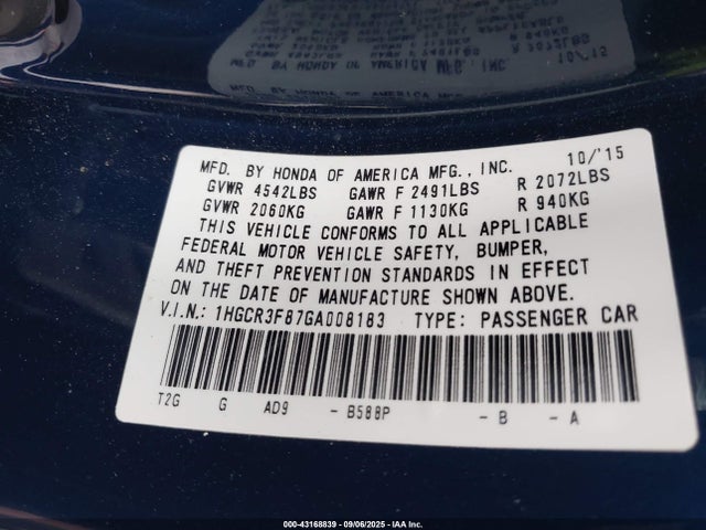 1HGCR3F87GA008183 Honda j35y1