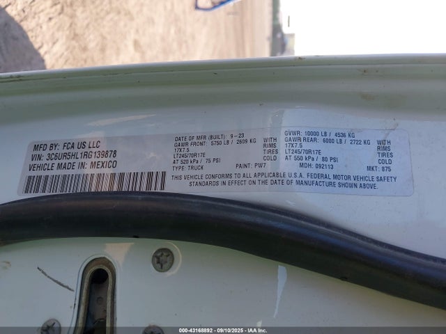3C6UR5HL1RG139878 RAM 2500