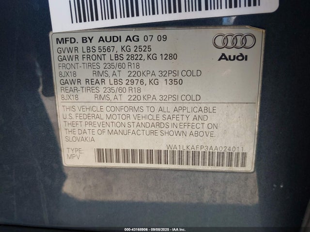 2010 AUDI Q5 WA1LKAFP3AA024011 Photo 8