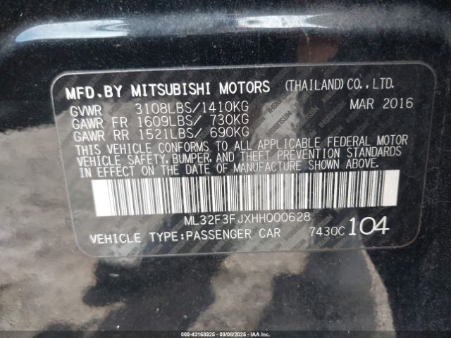 2017 MITSUBISHI MIRAGE G4 ML32F3FJXHH000628 Photo 8