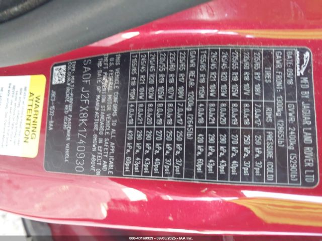 2019 JAGUAR E-PACE SADFJ2FX8K1Z40930 Photo 8