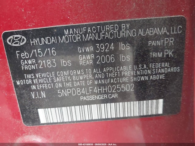 Hyundai Elantra 2017 5NPD84LF4HH025502 Image 9