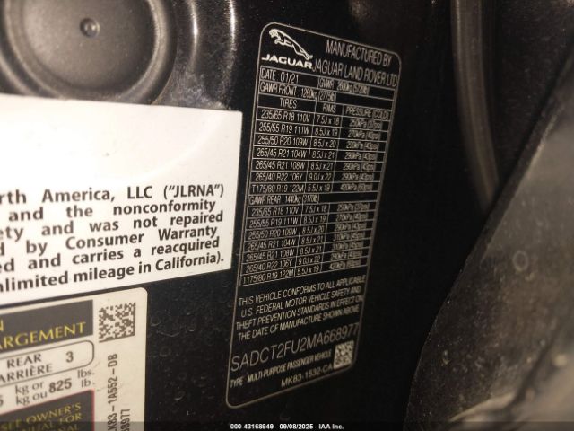 2021 JAGUAR F-PACE SADCT2FU2MA668977 Photo 8
