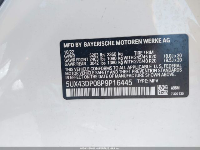 2023 BMW X3 5UX43DP08P9P16445 Photo 8