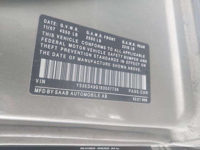 2008 SAAB 9-5 YS3ED49G183507736 Photo 8