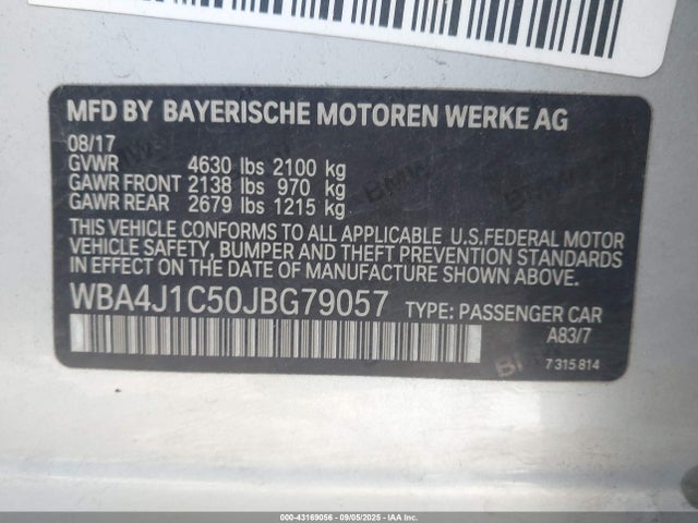 WBA4J1C50JBG79057 BMW 430I