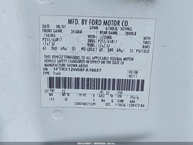 2008 FORD F-150 1FTRX12W68FA16657 Photo 8