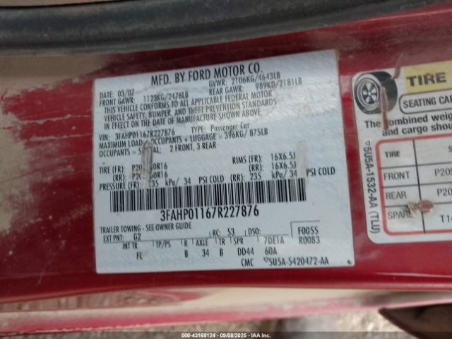 2007 FORD FUSION 3FAHP01167R227876 Photo 8