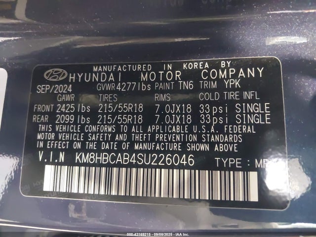 Hyundai mpi nu pe 2025 KM8HBCAB4SU226046 Image 9