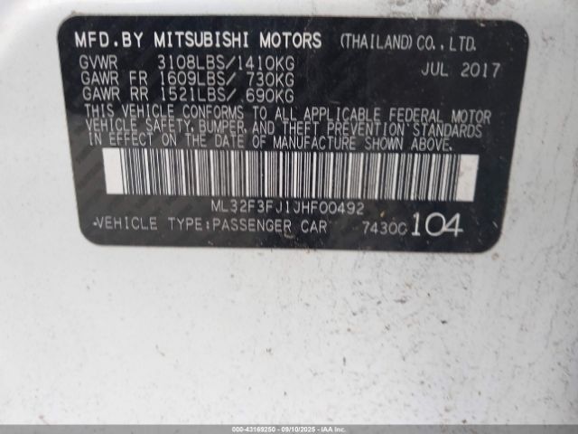 2018 MITSUBISHI MIRAGE G4 ML32F3FJ1JHF00492 Photo 8
