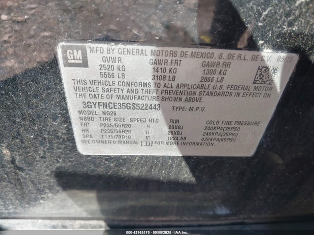 2016 CADILLAC SRX 3GYFNCE35GS522443 Photo 8