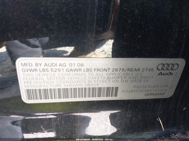 2008 AUDI A6 WAUEH74F98N102379 Photo 8
