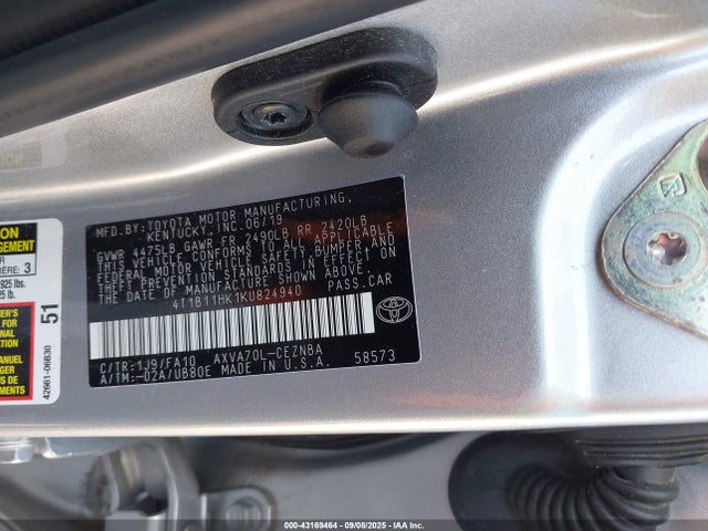 4T1B11HK1KU824940 Toyota a25a-fks