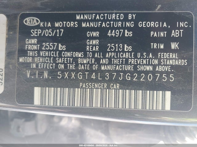 5XXGT4L37JG220755 KIA gdi