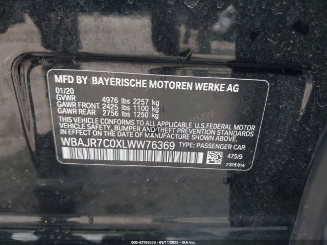 2020 BMW 530I WBAJR7C0XLWW76369 Photo 8
