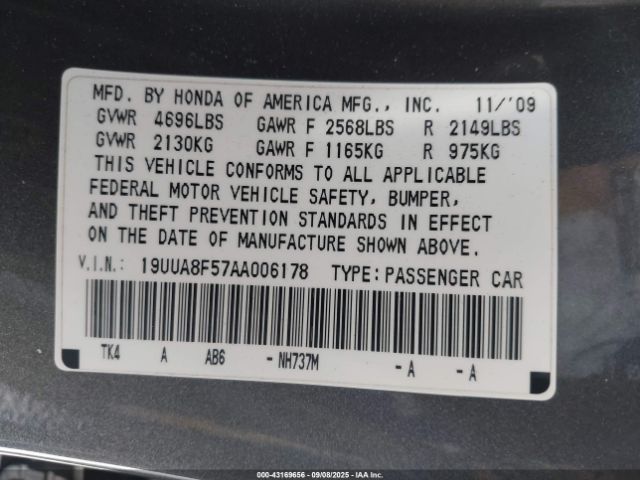 2010 ACURA TL 19UUA8F57AA006178 Photo 8