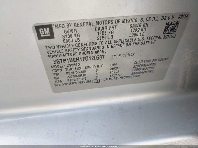 3GTP1UEH1FG120587 GMC lv3 - vvt, aluminum, e85 max