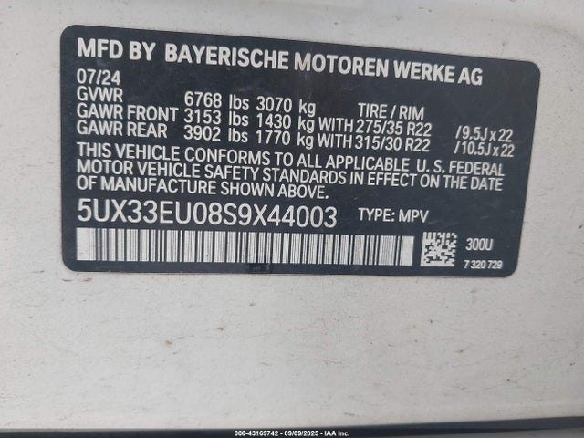 5UX33EU08S9X44003 BMW X5