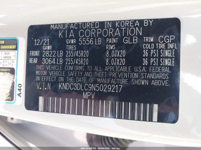 KIA EV6 2022 KNDC3DLC9N5029217 Image 9