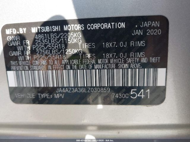 2020 MITSUBISHI OUTLANDER JA4AZ3A36LZ030859 Photo 8