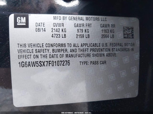 2015 CADILLAC CTS 1G6AW5SX7F0107276 Photo 8