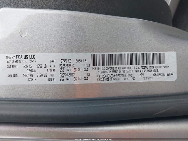 Dodge Grand Caravan Gt 2017 2C4RDGEG0HR717400 Image 9