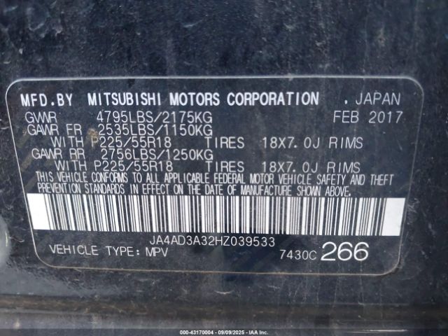 2017 MITSUBISHI OUTLANDER JA4AD3A32HZ039533 Photo 8