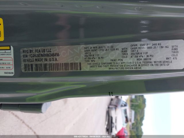 2022 JEEP WRANGLER UNLIMITED 1C4HJXEN9NW246496 Photo 8