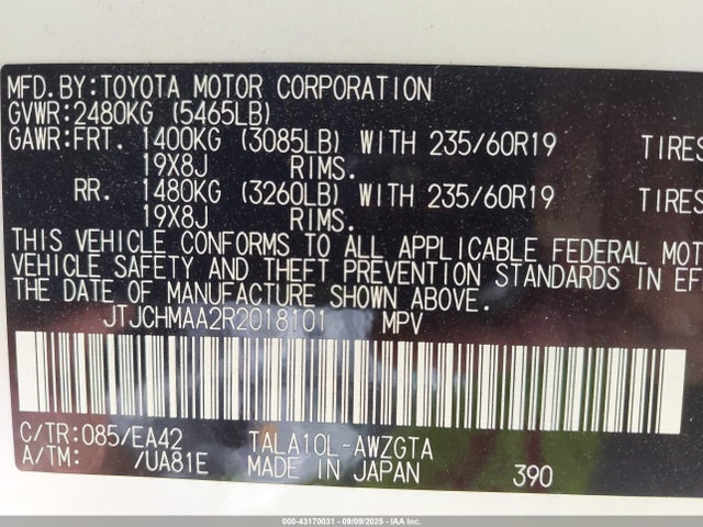 JTJCHMAA2R2018101 Lexus t24a-fts