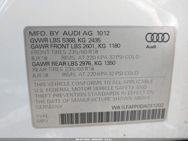 2013 AUDI Q5 WA1LFAFP0DA031202 Photo 8