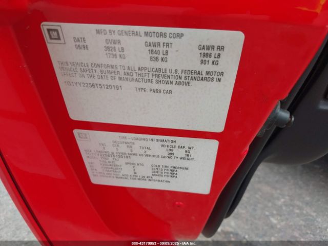 1996 CHEVROLET CORVETTE 1G1YY2256T5120191 Photo 8
