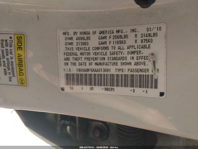 2010 ACURA TL 19UUA8F5XAA013061 Photo 8