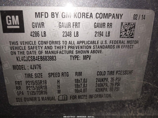 Buick luv 2014 KL4CJCSB4EB683983 Image 9