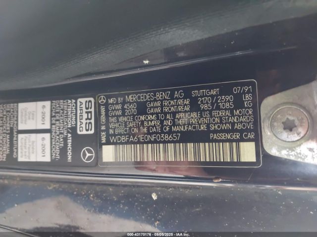 1992 MERCEDES-BENZ 300 WDBFA61E0NF038657 Photo 8