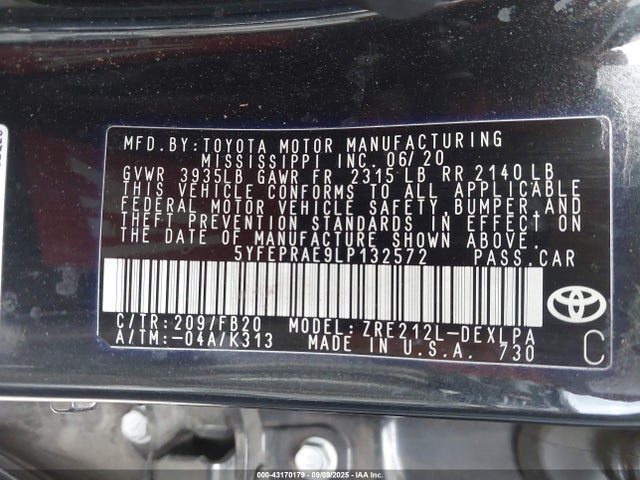 Toyota 2zr-fae 2020 5YFEPRAE9LP132572 Image 9