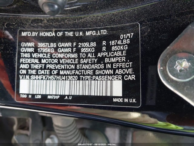 SHHFK7H57HU413820 Honda l15ba
