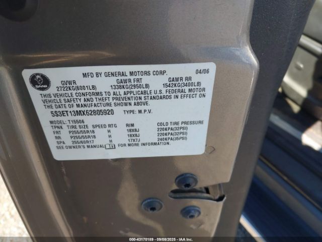 2006 SAAB 9-7X 5S3ET13MX62805920 Photo 8