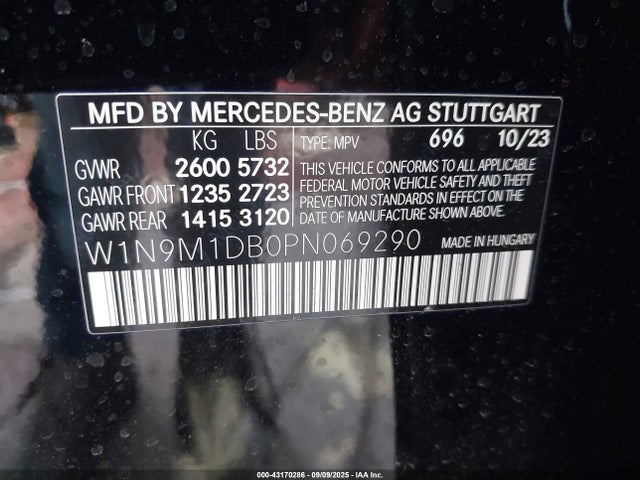 Aukcja sprzedaży 2023 Mercedes-benz Eqb 350 Suv 4matic, vin: W1N9M1DB0PN069290, numer aukcji: 43170286