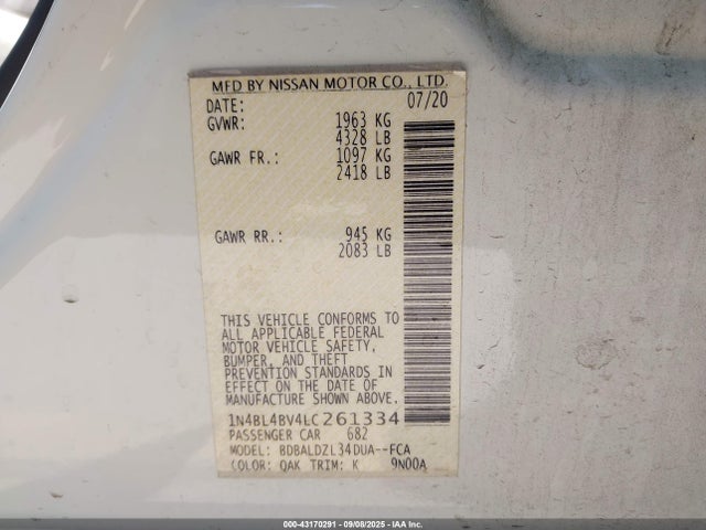 1N4BL4BV4LC261334 Nissan 2020