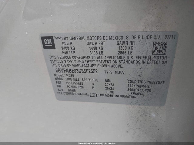 2012 CADILLAC SRX 3GYFNBE33CS502552 Photo 8
