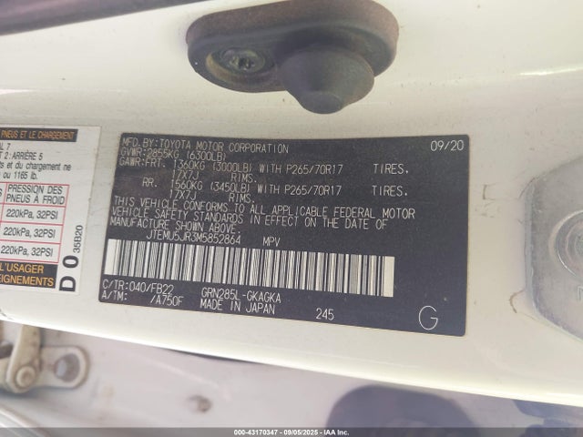 JTEMU5JR3M5852864 Toyota 1gr-fe